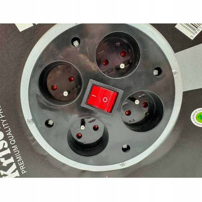 Przedłużacz Bębnowy METALOWY 50m metrów,Budowlany, GRUBY kabel 3x2,5mm