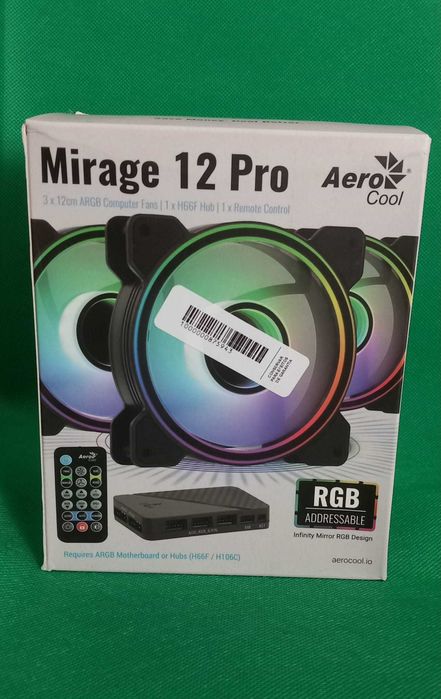 Pack de 3 ventoinhas ARGB Mirage 12 PRO AeroCool  com Comando Remoto