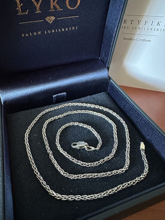 Łańcuszek z białego złota 750, splot lisi ogon, 50 cm