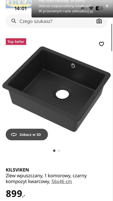 KILSVIKEN Zlew wpuszczany, 1 komorowy, czarny