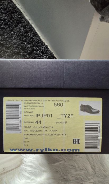Skórzane eleganckie  buty Ryłko r 44