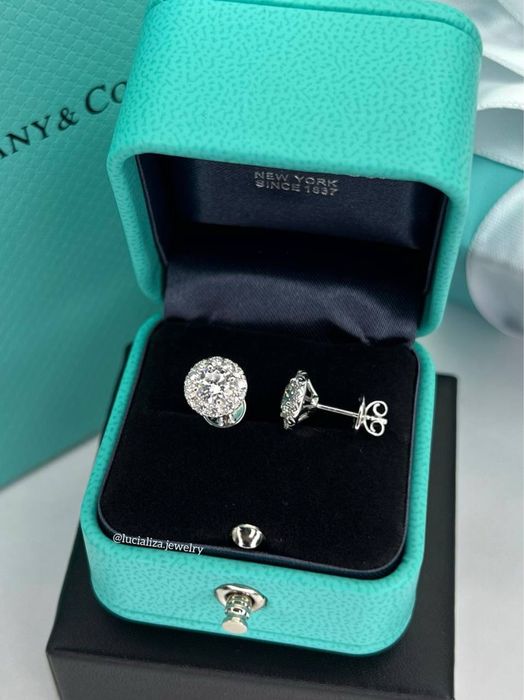 Сережки пусети з діамантами 1.30 ct   В стилі Tiffany  золото