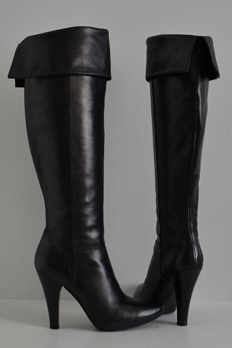 Muszkieterki Bruno Premi kozaki za kolano WYGODNY słupek skóra 100% 39