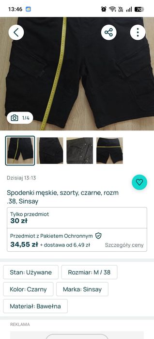 Spodenki męskie , szorty, rozm. 38, Sinsay