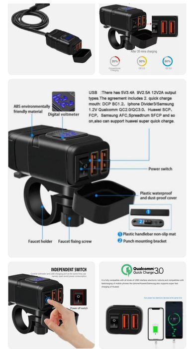 Carregador USB  para motociclo