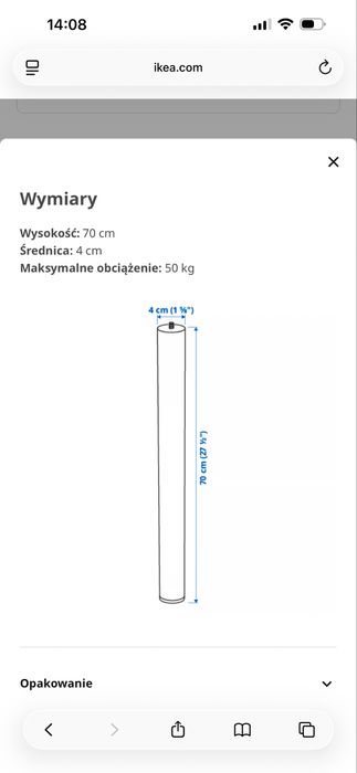 Nogi do biurka/stołu ikea adils 70cm
