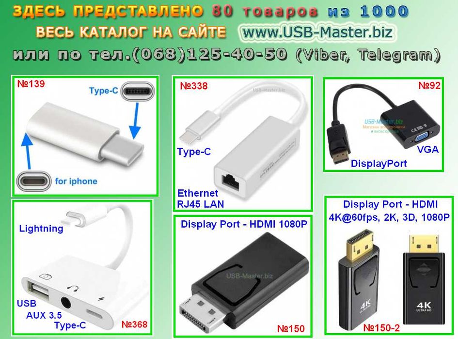USB-Хаб-Type-C-Apple-Lightning-HDMI-VGA-DVI-AUX-3.5-iPhone-Lan-SATA