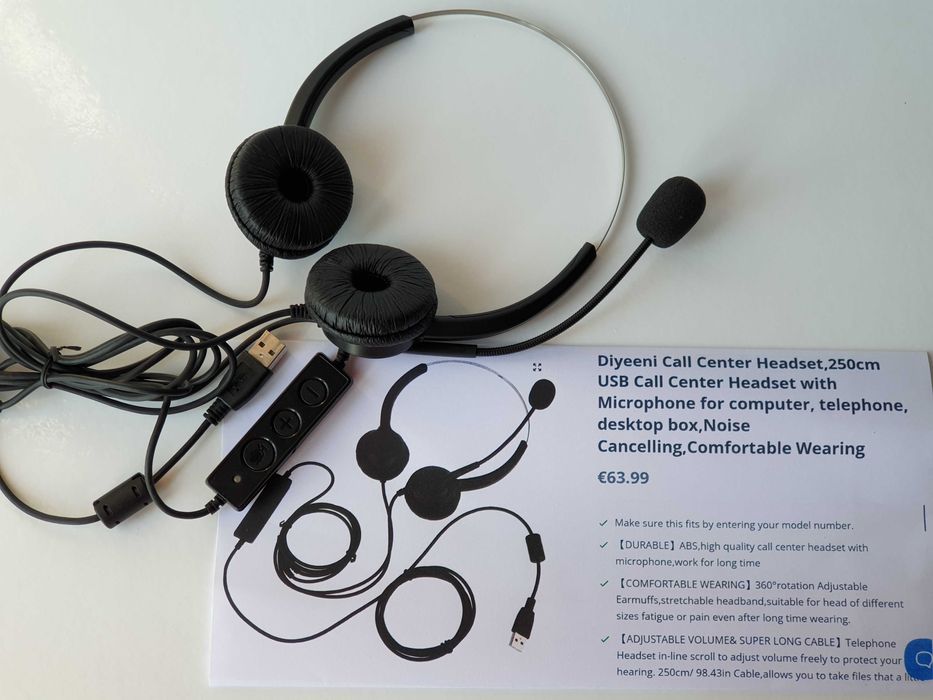 гарнітура USB кол-центру Diyeeni 250см шумопоглинання мікрофон пульт