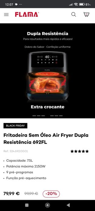 Oportunidade, Air Fryer Flama sem óleo praticamente nova