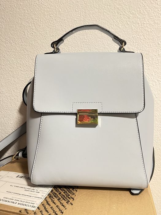 Mochila azul bebe, imitacao de couro