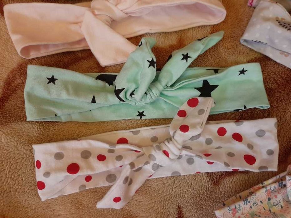 Opaski kokardki na głowę 2-4 lata 7 sztuk