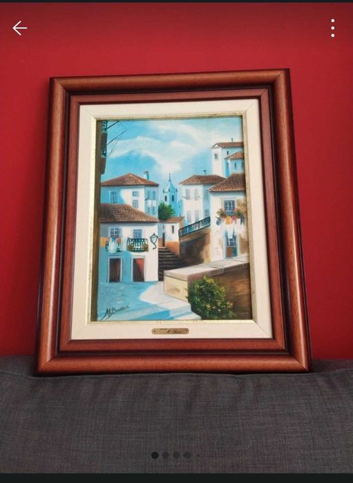 Quadro a óleo original de M.Barros. Rua do Picão