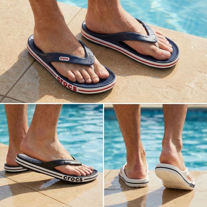 Чоловічі вʼєтнамки Crocs Bayband Flip 36-44 сині білі чорні