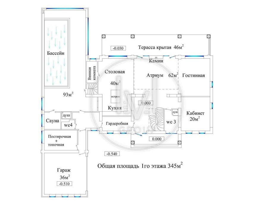 Будинок S=380 м² 4 спальні басейн берег