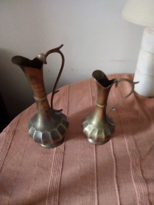 Two Antique Brass Jars