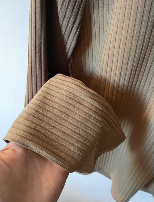 bluzka z dlugim rękawem beżowa