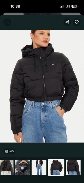 Куртка-пуфер вкороченний Tommy Jeans S-ка (курточка чорна, демісезонна, осінь-весна)
