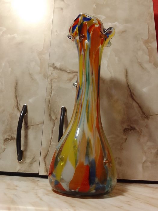 Wazon kolorowe szkło sękacz prl