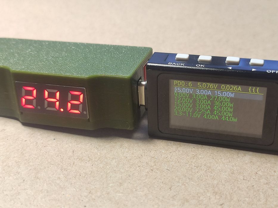 Адаптер XT60 - USB-C/USB-A для FPV батарей 2-6S, 45W з вольтметром