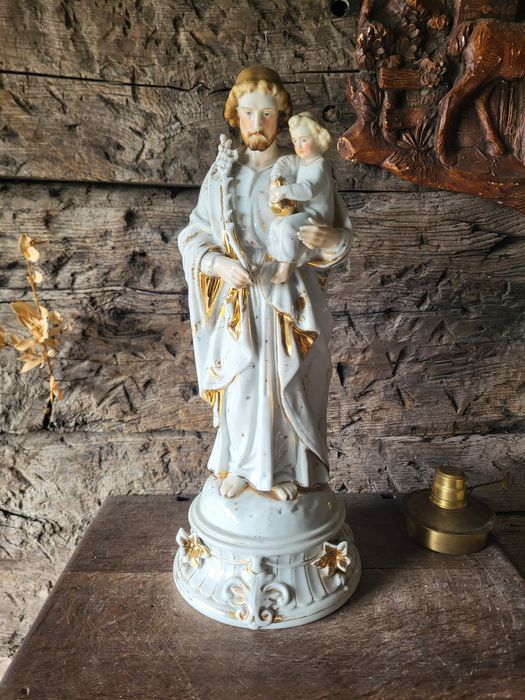 Antyk początek XX wieku Święty Józef z porcelany