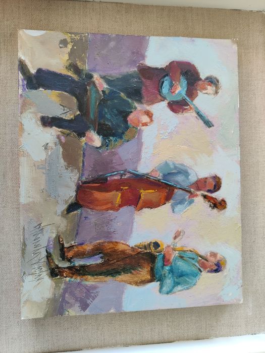 Quadro pintura instrumentos musicais Laura Iniesta técnica mista