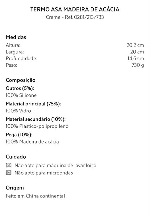 Termo Asa Madeira De Acácia Zara Home NOVO