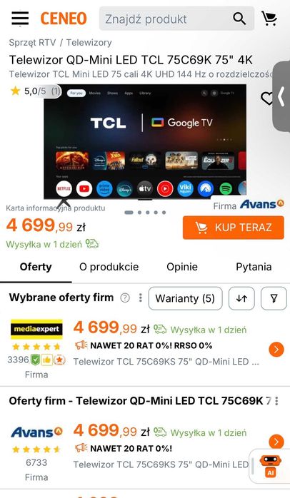 TCL 75C69KS QD-MINILED