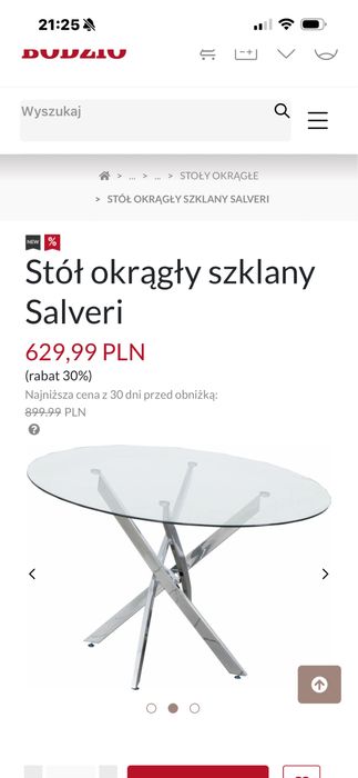 Stół okrągły szklany Salveri ,Meble Bodzio