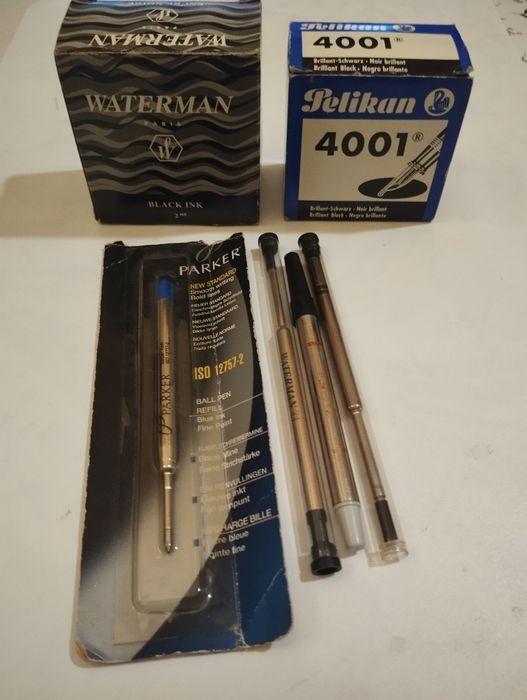 Atrament Waterman , Pelikan 4001 , wkłady do długopisów zestaw.