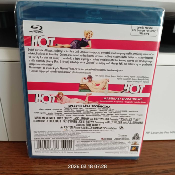 «Pół żartem, pół serio» [Blu-Ray] w oryginalnej folii