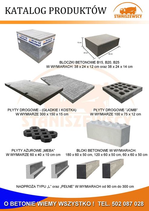 Płyta drogowa betonowa JOMB Płyty drogowe betonowe JOMBO JOMBY JUMBO