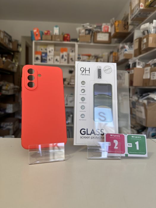 Etui Plecki Silikon pomarańczowe + SZKŁO hartowane do SAMSUNG GALAXY A57