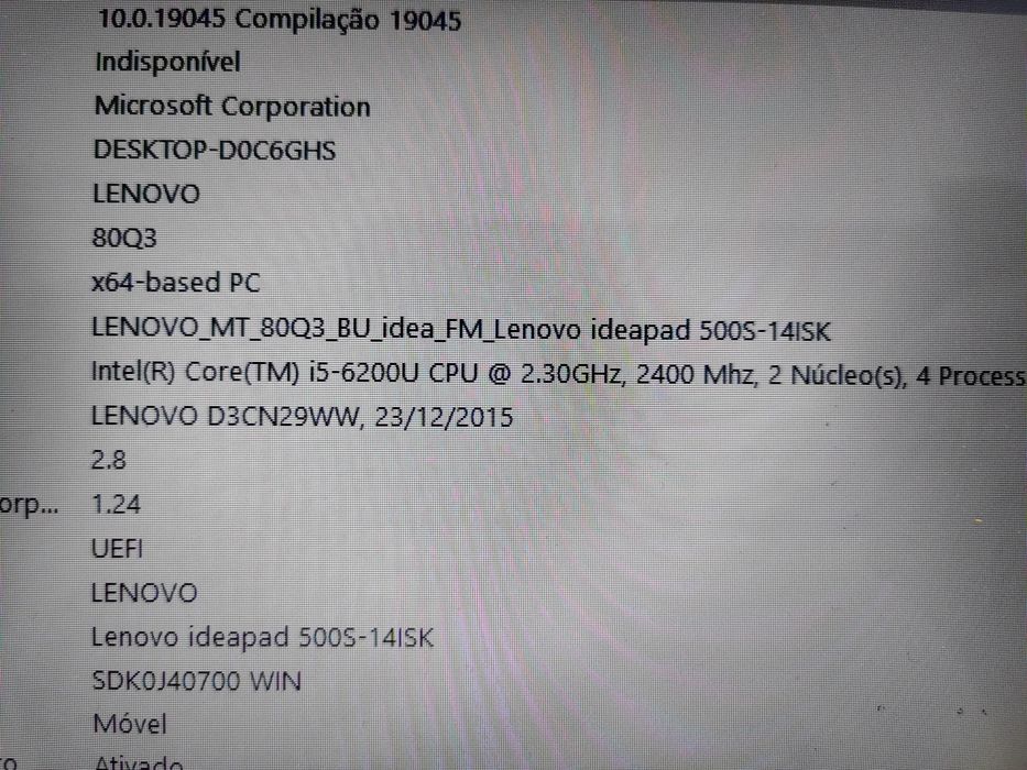 Portátil Lenovo IdeaPad 500s-14isk Peças