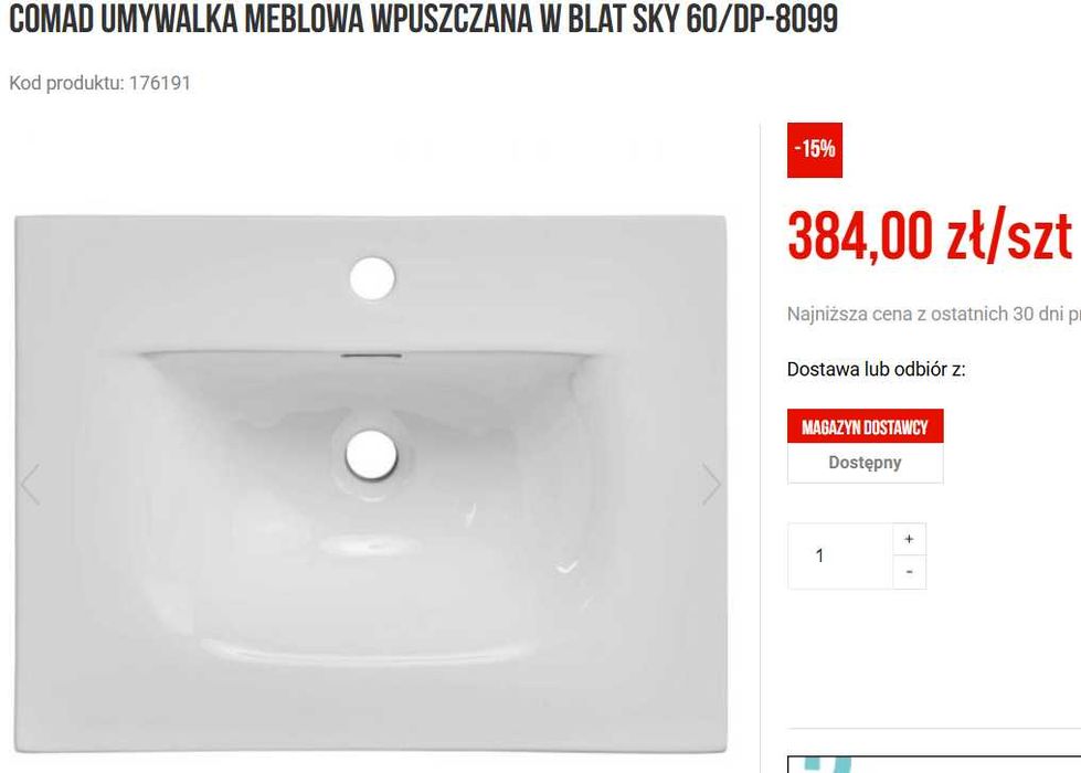 Umywalka nowa 60x46, Comad