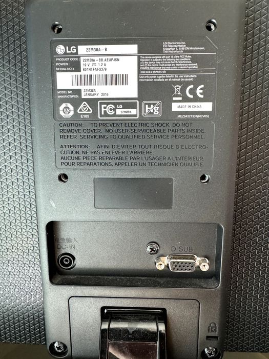 Monitor LG - 22M38A-B - LED 21.5P FULL HD VGA - Preto