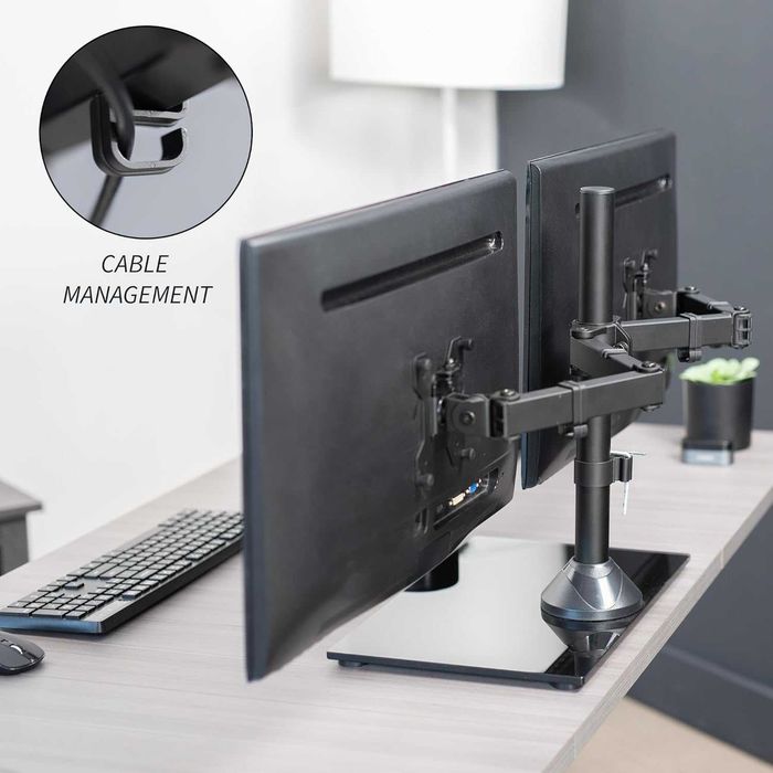 Suporte de monitor duplo braços ajustáveis telas até 32 polegadas