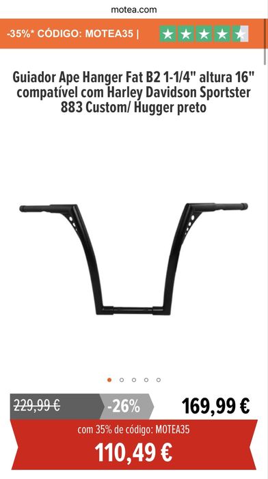 Guiador ape hanger 16 polegadas
