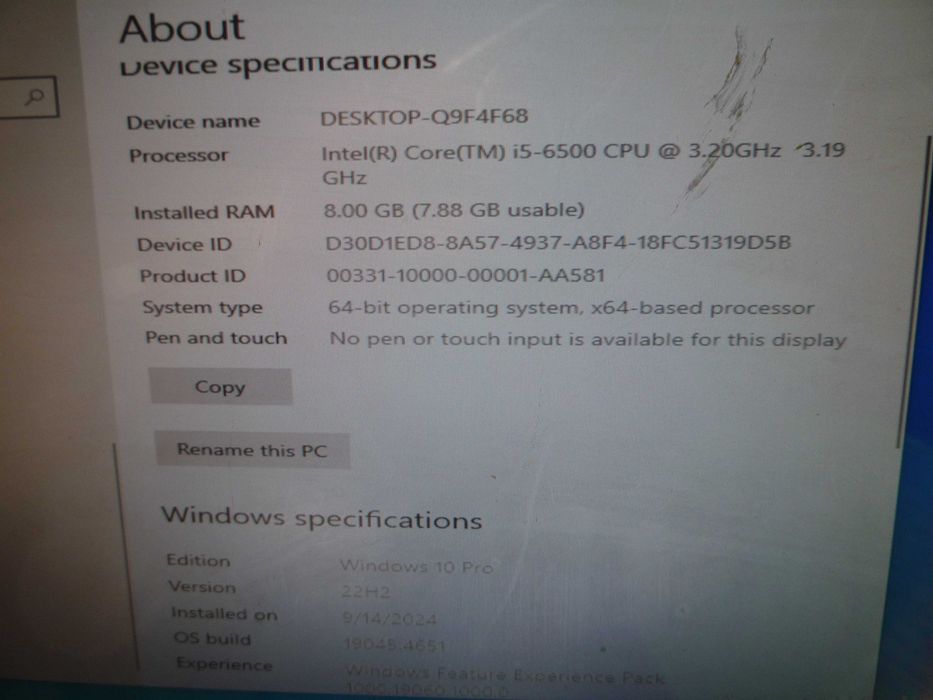 HP ELITEDESK 800 G3  i5 6Gen 8GB 500GB W10P
