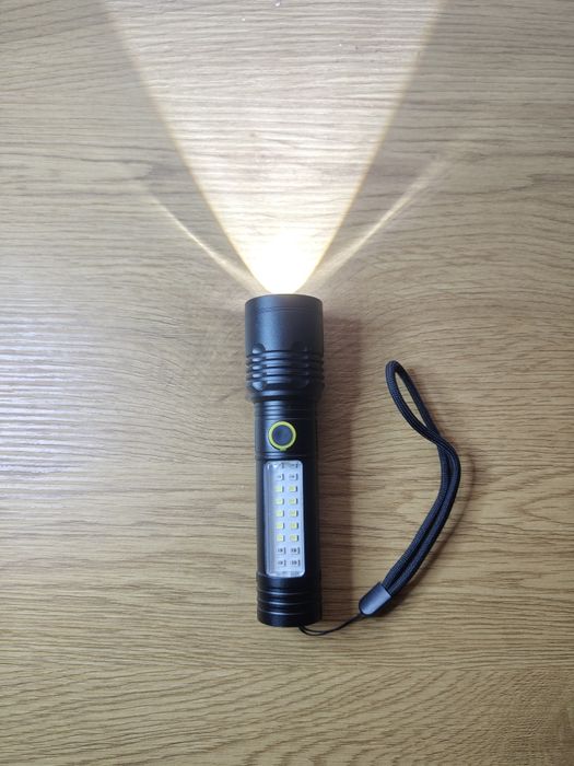 Latarka LED USB z bocznym światłem COB nowa