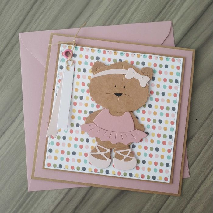 Kartka na roczek, urodzinki dla dziewczynki, ręcznie robiona