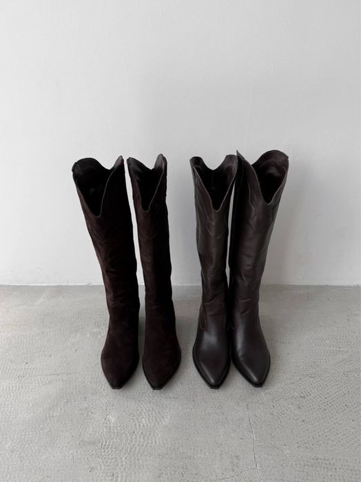 Високі козаки, замш/шкіра