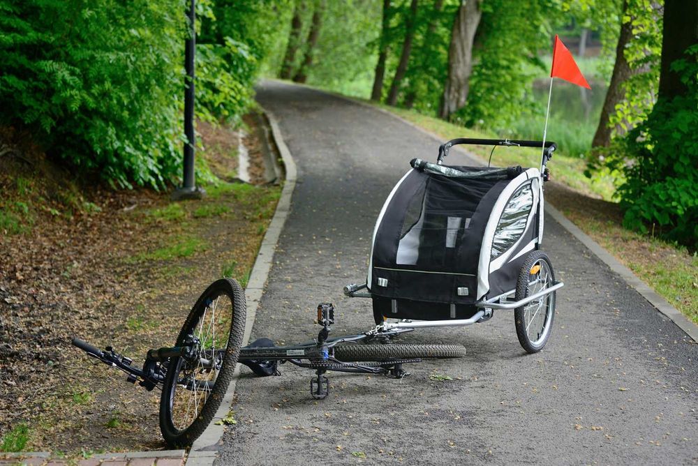 Przyczepka rowerowa z amortyzatorem 2-osobowa +JOGGER czarna