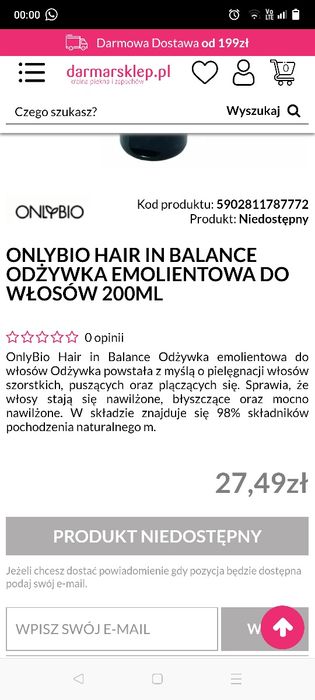 Szampony GARNIER i odżywka BY ONLYBIO