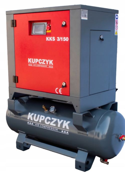 Kompresor śrubowy Sprężarka Kupczyk 230v. 150 Lit 320 l/min UDT. Cichy