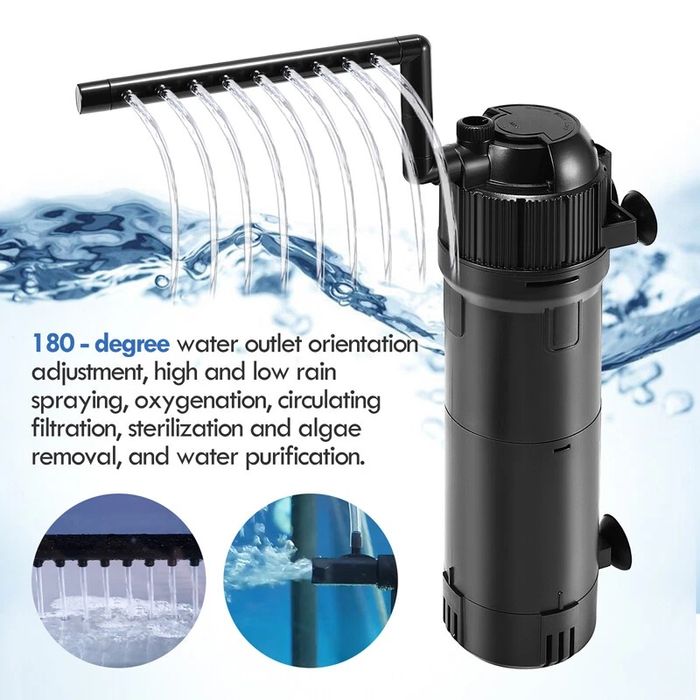 Filtro interno 5 em 1 para aquário tanque de peixes bomba de água oxigênio submersível luz UV HCF-714