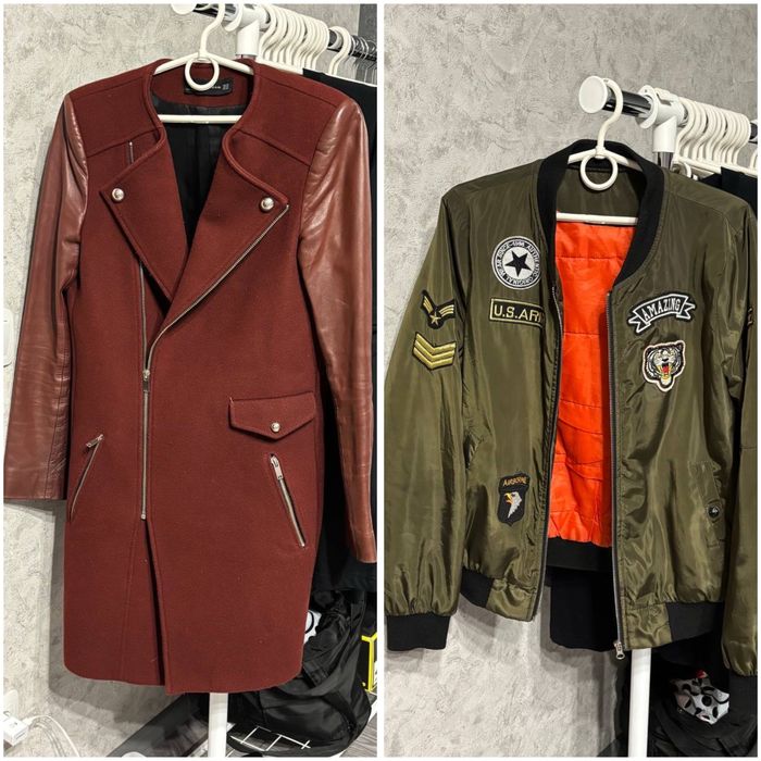 КОМПЛЕКТ Пальто Zara XS S Бардо Женское Классическое + Бомбер Оверсайз