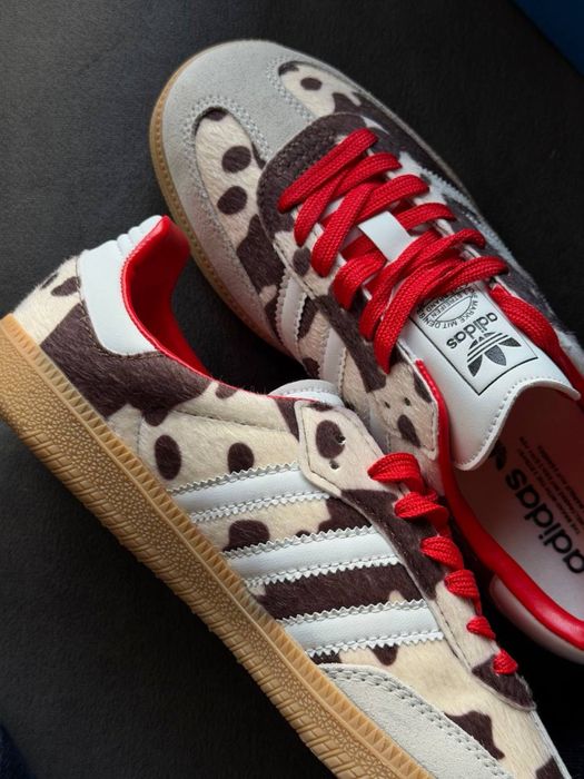 Жіночі кросівки Adidas Samba OG Cow Print Beige/Black вдідас самба