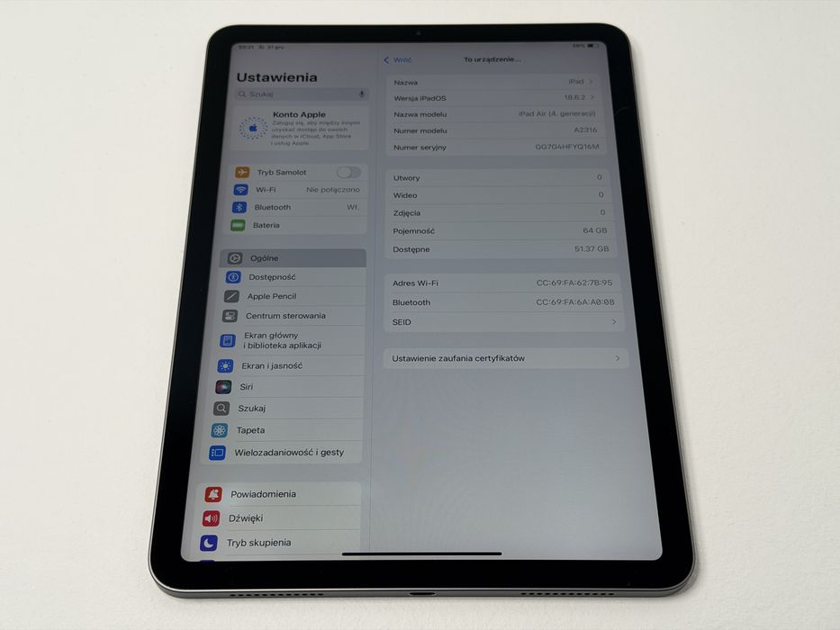 iPad Air 4 (A2316) - 64GB - faktura VAT 23%