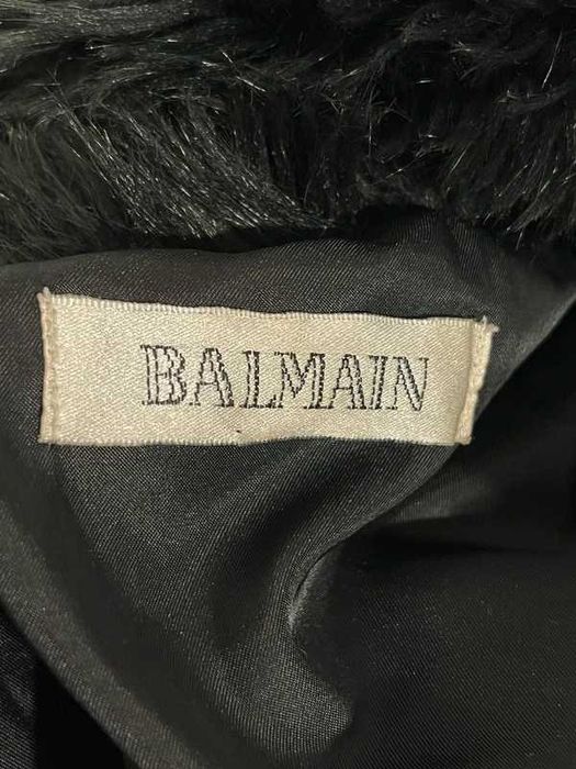 Balmain Czarna Długa Kurtka Z Futrem