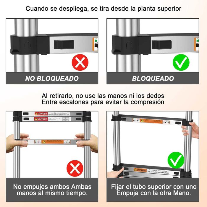 Escada telescópica 2,6 metros aço inoxidável - NOVO - ENVIO GRÁTIS